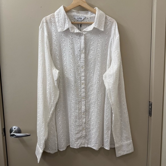 Long Tall Sally Eyelet long sleeve Blouse Classic Top plus size 18 - 20 - Picture 1 of 10